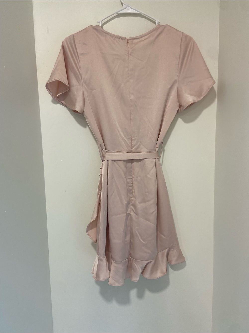 Altar'd State Soft Blush Satin Wrap Mini Dress - Picture 4 of 4